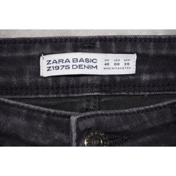 Zara Womens Jeans 8 Lead Grey Skinny Slim Ripped Distressed High Rise Raw Hem - Picture 4 of 10